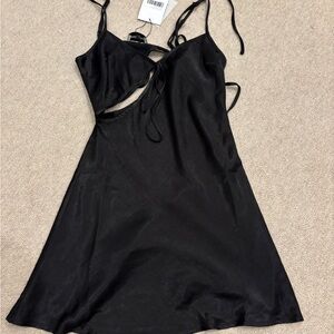 Princess Polly Black Satin Dress